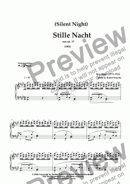 page one of Stille Nacht, Heilige Nacht ( Silent Night) (for piano by M. Reger)