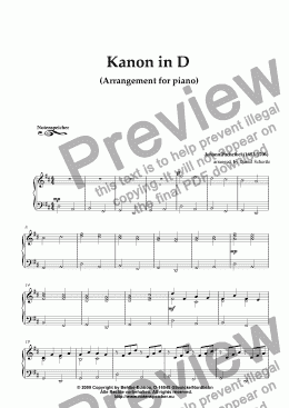 page one of Kanon in D from J. Pachelbel (Arrangement for piano)