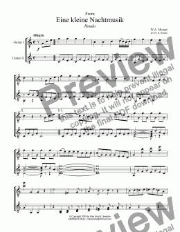 page one of Rondo from Eine kleine Nachtmusic for guitar duo (C Major)