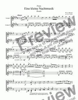 page one of Rondo from Eine kleine Nachtmusic for guitar duo (E major)