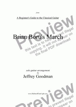 page one of Brian Boru's March for solo guitar