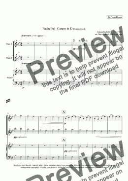 page one of Pachelbel's Canon for flute duet + piano