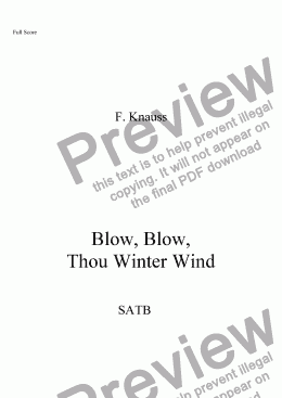 page one of Blow, Blow, Thou Winter Wind (SATB, piano)