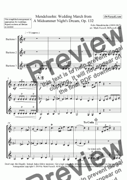 page one of Wedding March for baritone trio