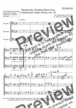 page one of Wedding March for bassoon trio