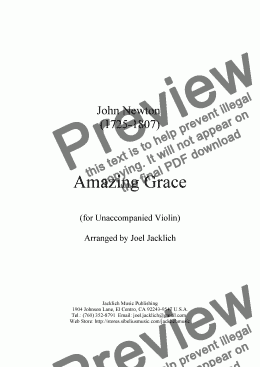 page one of Amazing Grace (Unaccompanied Violin)