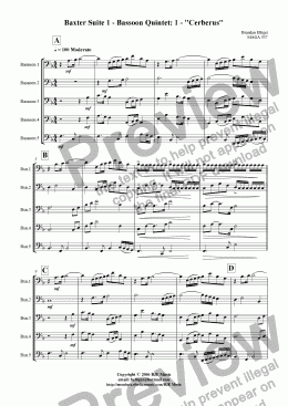 page one of Baxter Suite No. 1 - Bassoon Quintet