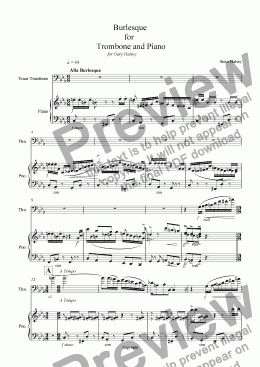 page one of Burlesque for Trombone and Piano
