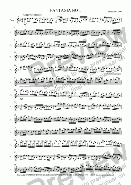 page one of FANTASIA NO 1 for solo flute