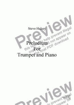 page one of Preludium For Trumpet and Piano