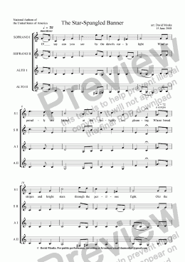 page one of Star Spangled Banner - American National Anthem - SSAA