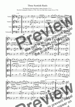 page one of Three Scottish Reels - arranged for string quartet