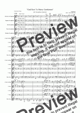 page one of Jazz Christmas Carol - God Rest Ye Merry Gentlemen (Saxophone Quartet SATB or AATB)