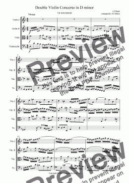 page one of Double Violin Concerto in D minor BWV 1043 (1st movement)