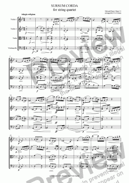 page one of Elgar - SURSUM CORDA - for string quartet