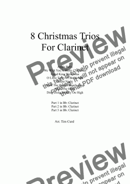 page one of 8 Christmas Trios For Clarinet