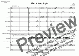 page one of March from Scipio for Oboe Quintet with optional Keyboards & Percussion