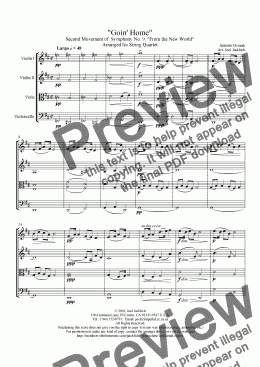 page one of "Goin’ Home" ("New World" Symphony, Mvt. II) EASIER KEY D MAJOR