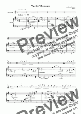 page one of Romance for violin and string orchestra - piano score version