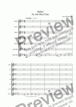 page one of Ballad (for solo Bass Flute and Flute Choir)