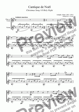 page one of O Holy Night / Cantique de Noël for violin and guitar