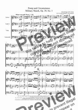 page one of Pomp and Circumstance March, Op. 39, No. 1 for String Quartet (Professional Version)