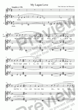 page one of My Lagan Love (Irish folk song) for SATB with divisis