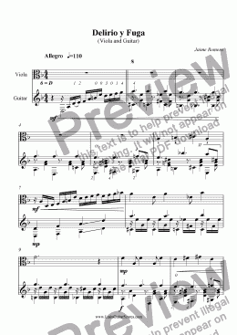 page one of Delirio y Fuga (Viola and Guitar)