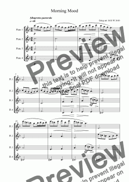 page one of Morning Mood for flute quartet