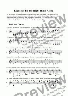 page one of Exercises for the Right Hand Alone
