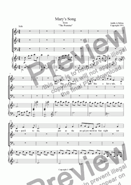 page one of Mary's Song for Voice, Choir and Piano