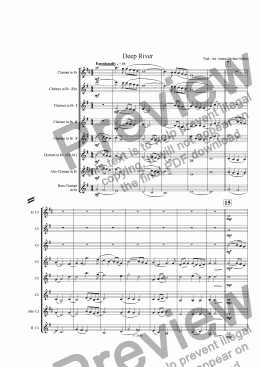 page one of Deep River (Clarinet Choir)