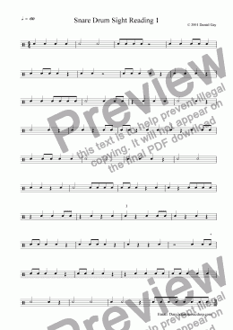 page one of Snare Drum Sight Reading 1
