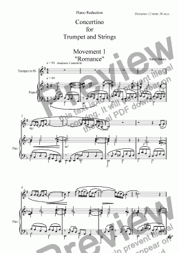 page one of Concertino for Trumpet and Piano