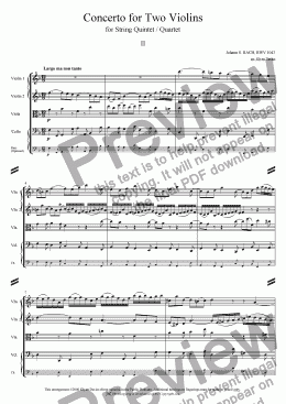 page one of Concerto in D minor for 2 Violins - 2. Largo ma non tanto