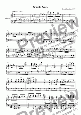 page one of Sonata No.5 for Piano (1st movt.)