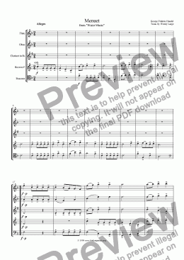 page one of Handel - Water Music Menuet