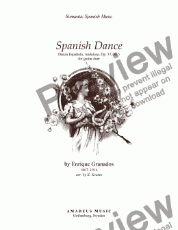 page one of Spanish Dance No. 5 in E Minor for guitar duet