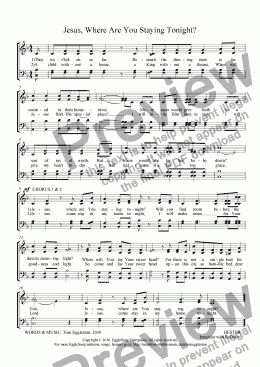 page one of Jesus, Where are You Staying Tonight?, Hymn