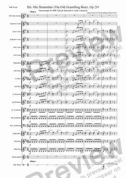 page one of BRASS BAND - BBb Bass Tuba Solo - Der Alte Brummbar, Op.210
