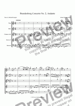 page one of Bach - Brandenburg Concerto No. 2 Andante