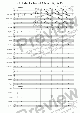 page one of BRASS BAND - Olympic Sokol March - Toward A New Life, Op.35c