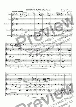 page one of Beethoven - Violin Sonata No. 8, Opus 30 No. 3