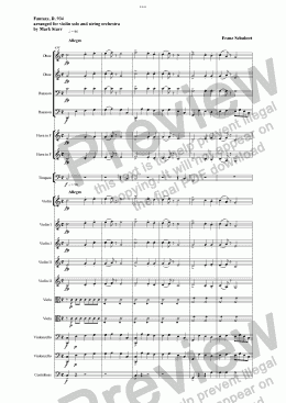 page one of SCHUBERT - STARR; Fantasy in C Major, D. 934; for violin solo and string orchestra (an orchestration by Mark Starr of Schubert’s work for violin and piano) Part 3 of 3 