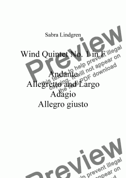page one of Wind Quintet No. 1 in F, Allegro giusto