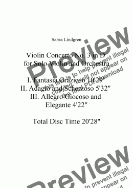 page one of Violin Concerto No. 3 in D for Solo Violin and Orchestra, III. Allegro Giocoso a