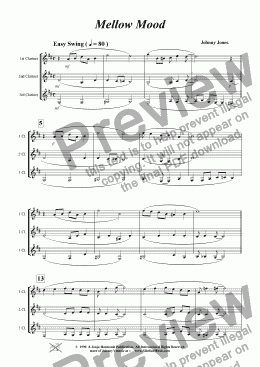 page one of Mellow Mood  ( Swing,  3 Bb Clarinets )