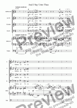 page one of And I Say Unto Thee [SATB, organ] [+mp3]