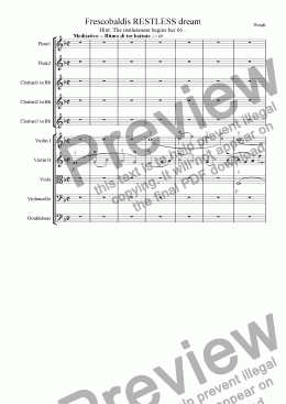 page one of Frescobaldis restless dream for chamber orchestra