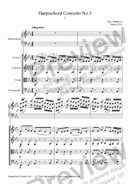 page one of Harpsichord Concerto No.3